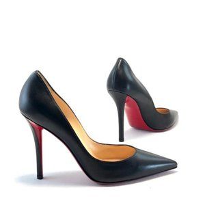 Christian Louboutin Apostrophy Leather Pumps 100mm Black Heels